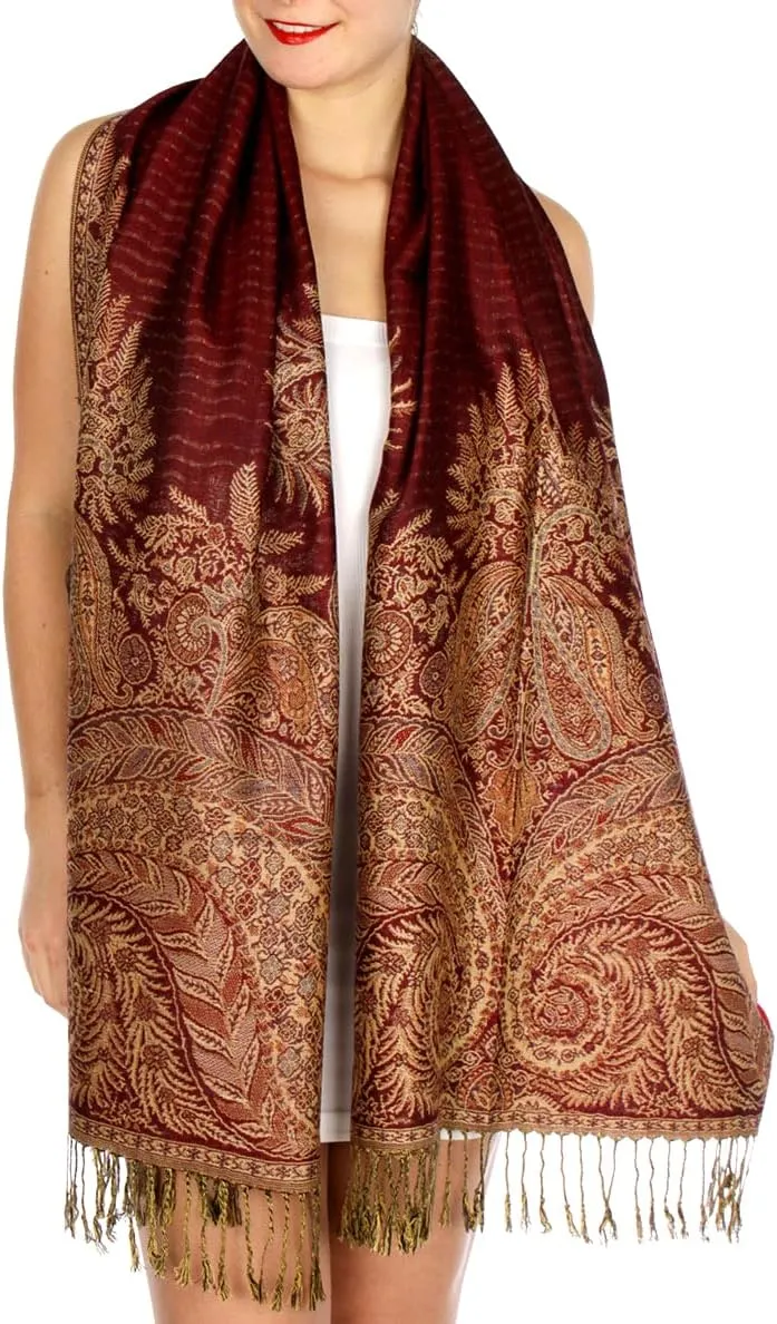 SERENITA Pashmina Scarf for Women Large Cashmere feel Big Paisley Rave Shawl Wraps, Soft Scarves Travel Accessories