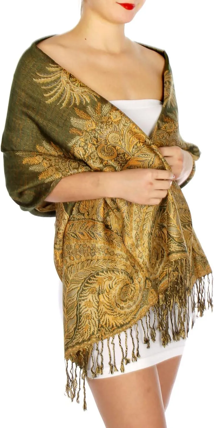 SERENITA Pashmina Scarf for Women Large Cashmere feel Big Paisley Rave Shawl Wraps, Soft Scarves Travel Accessories