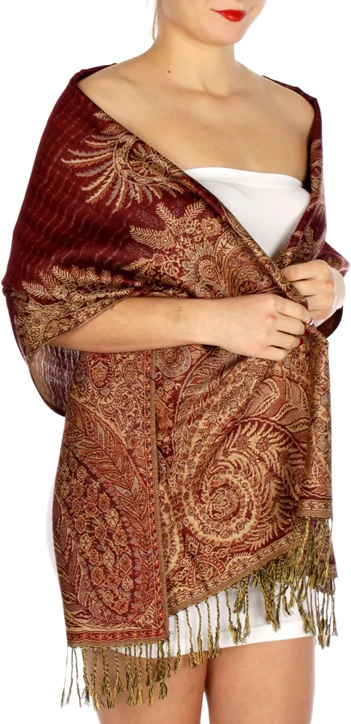 SERENITA Pashmina Scarf for Women Large Cashmere feel Big Paisley Rave Shawl Wraps, Soft Scarves Travel Accessories