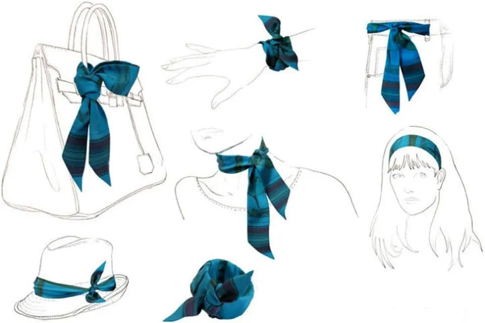 Simple Striped Digital Printing Small Diamond Square Silk Feeling Neckerchief Headscarf