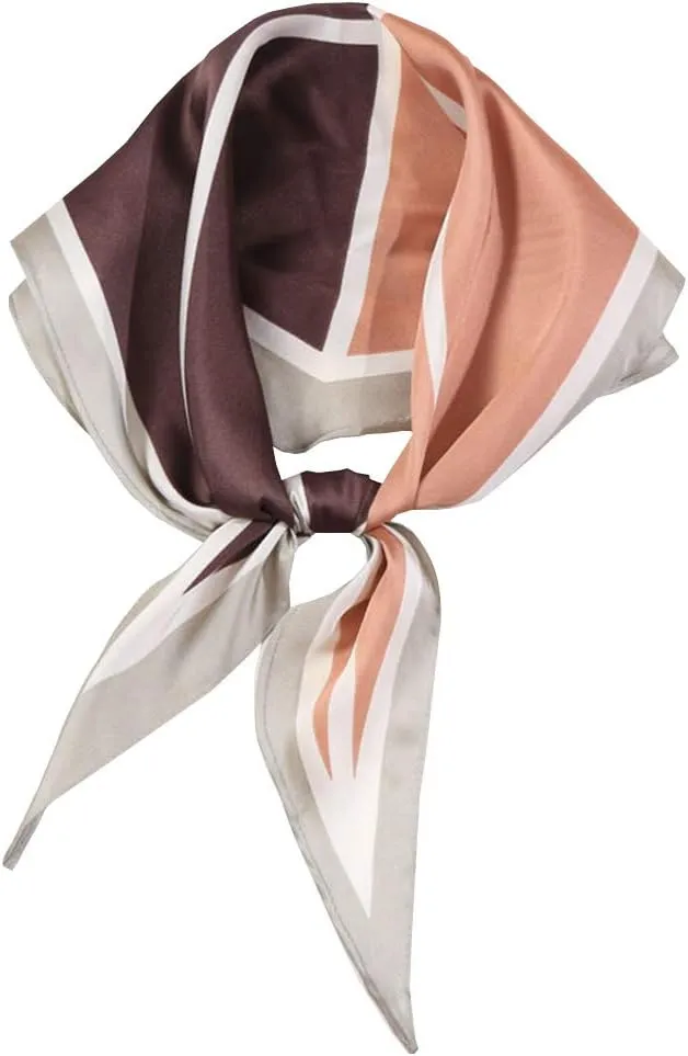 Simple Striped Digital Printing Small Diamond Square Silk Feeling Neckerchief Headscarf