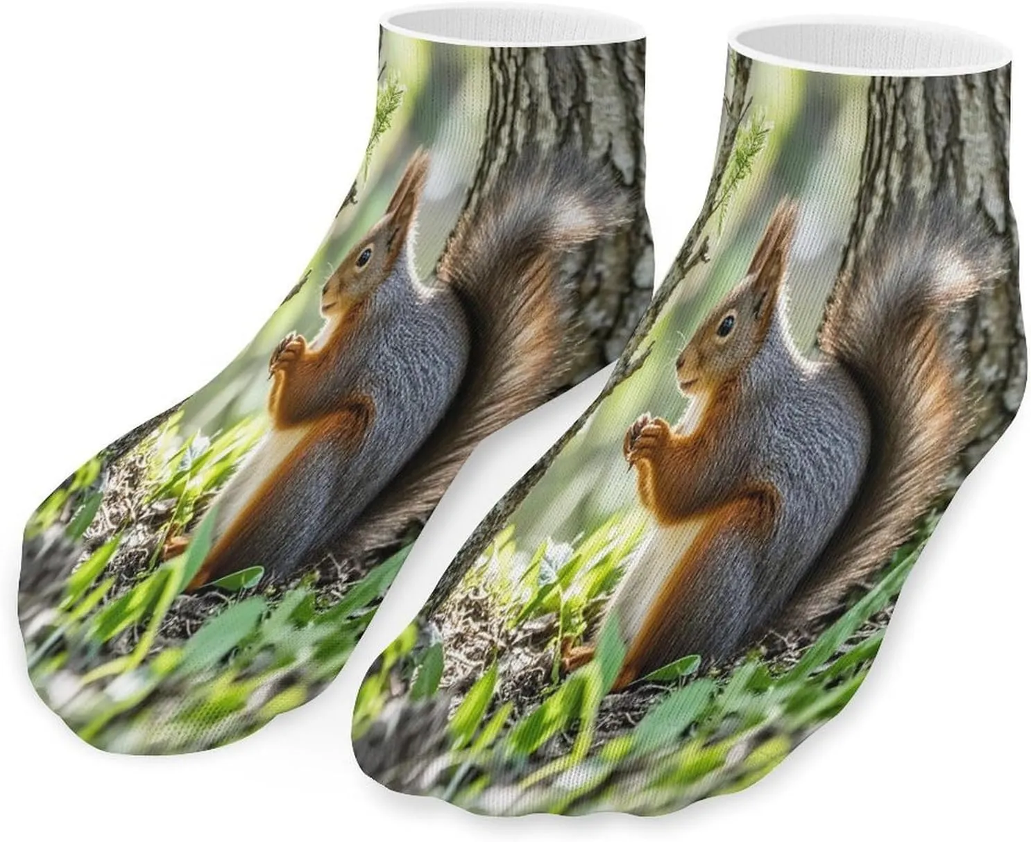 Squirrel in The Woods Socks Low Cut Ankle Short Sock Novelty Casual Invisible Liner Socks for Men Women