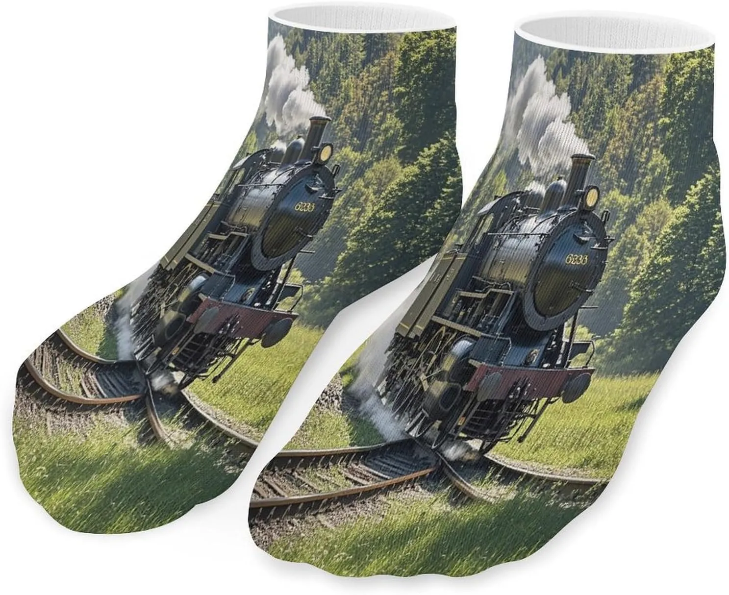 Steam Train Socks Low Cut Ankle Short Sock Novelty Casual Invisible Liner Socks for Men Women