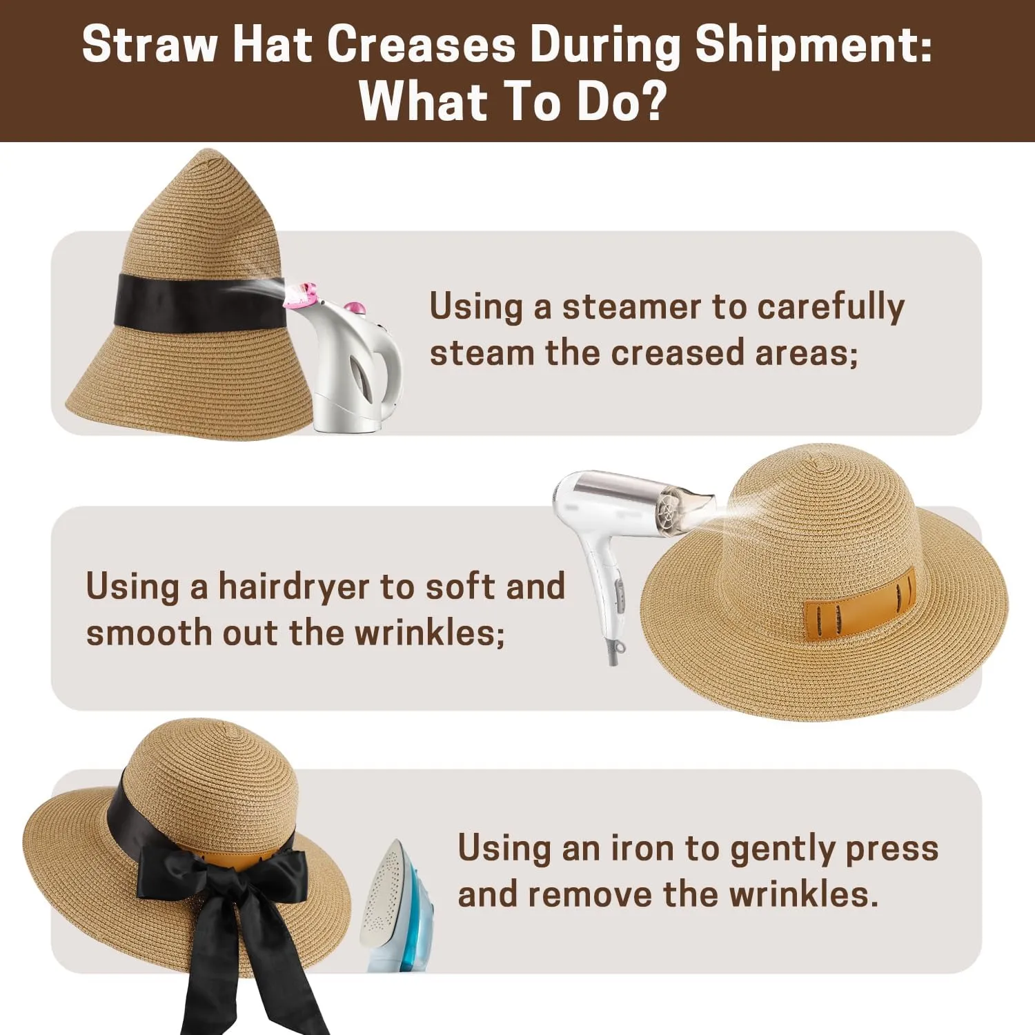 Summer Straw Hats for Women, Wide Brim Beach Hat, Boho Sun Hats with Detachable Silk Tie, Packable Travel Bucket Hat - UPF 50