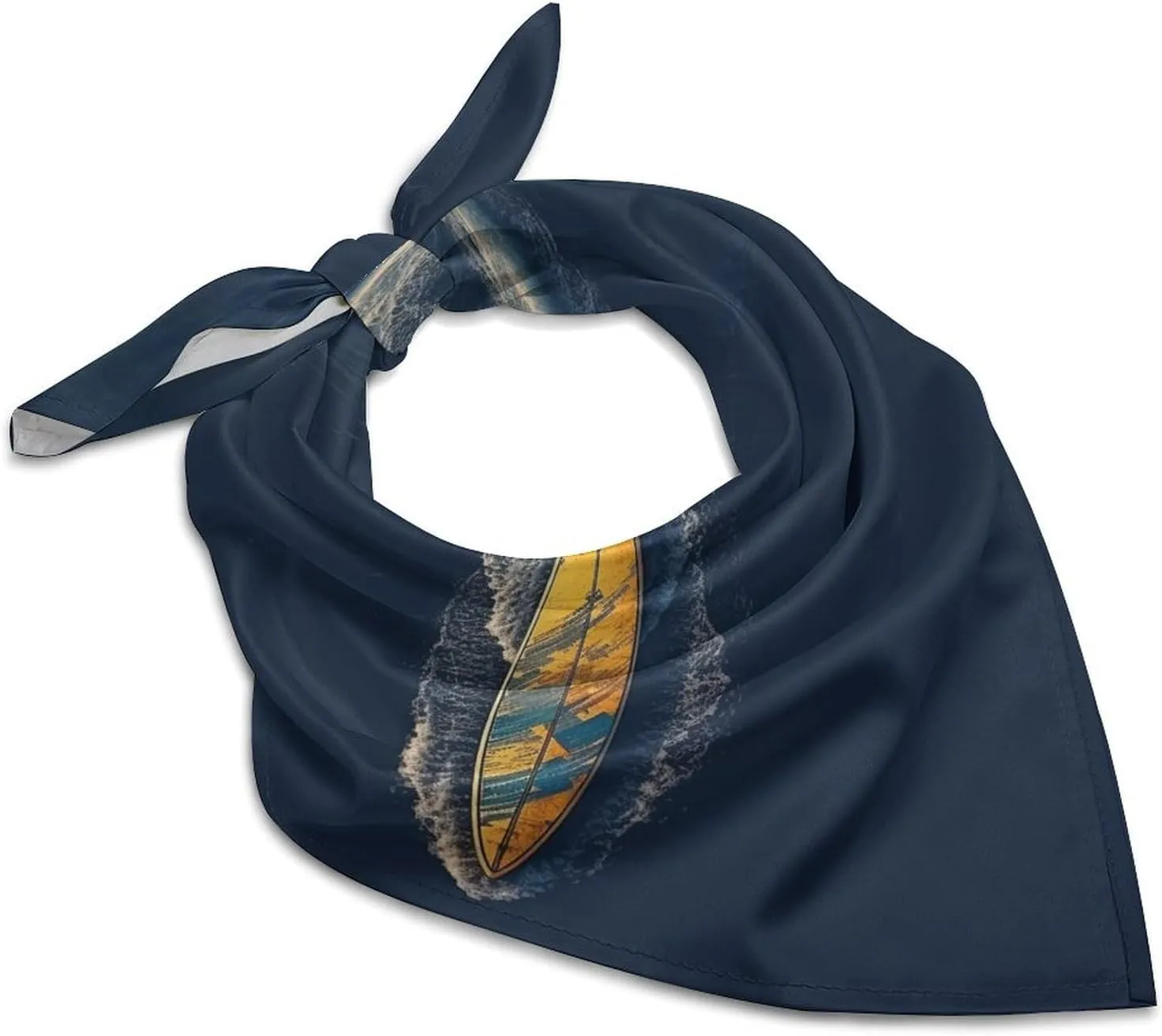 Surfboard Silk Scarf Fashion Satin Head Scarf Lightweight Head Scarves for Neck Silk Scarves for Women Men Boho Hair Wrap Sleeping Kerchief Bandanas Pocket Square 25" X 25"