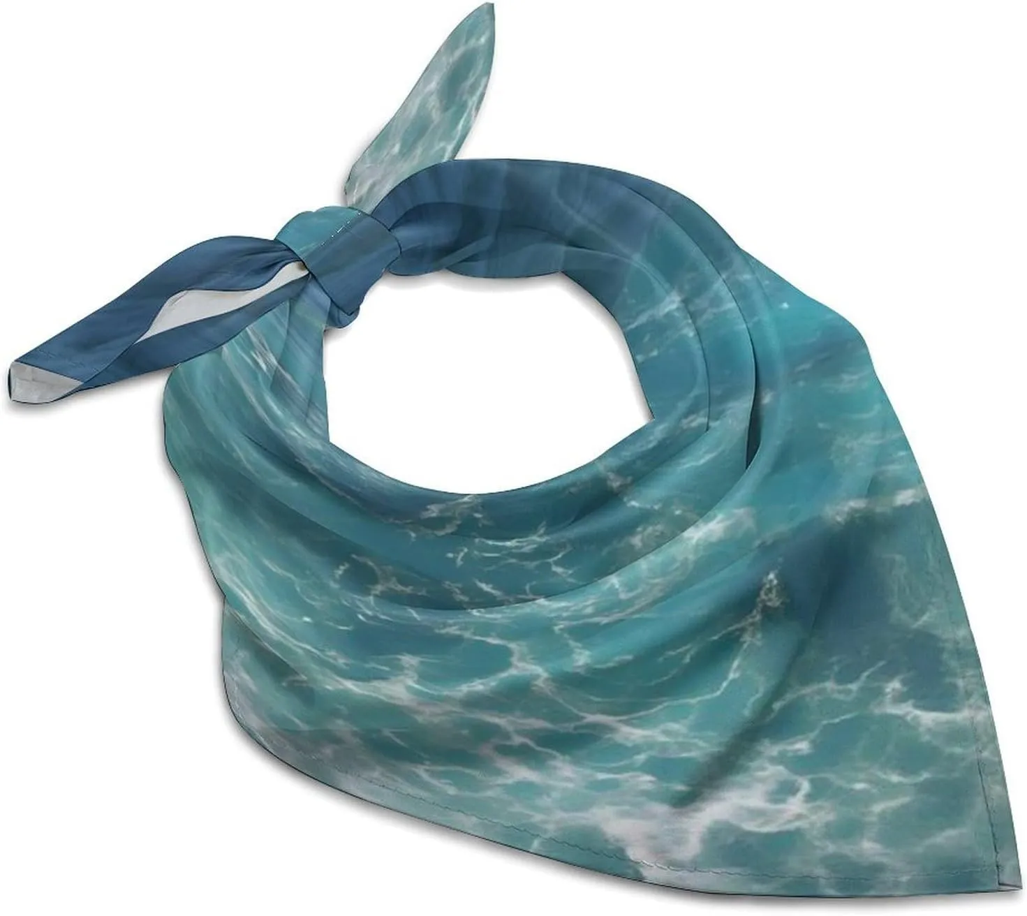 The Deep Blue Sea Silk Scarf Fashion Satin Head Scarf Lightweight Head Scarves for Neck Silk Scarves for Women Men Boho Hair Wrap Sleeping Kerchief Bandanas Pocket Square 25" X 25"