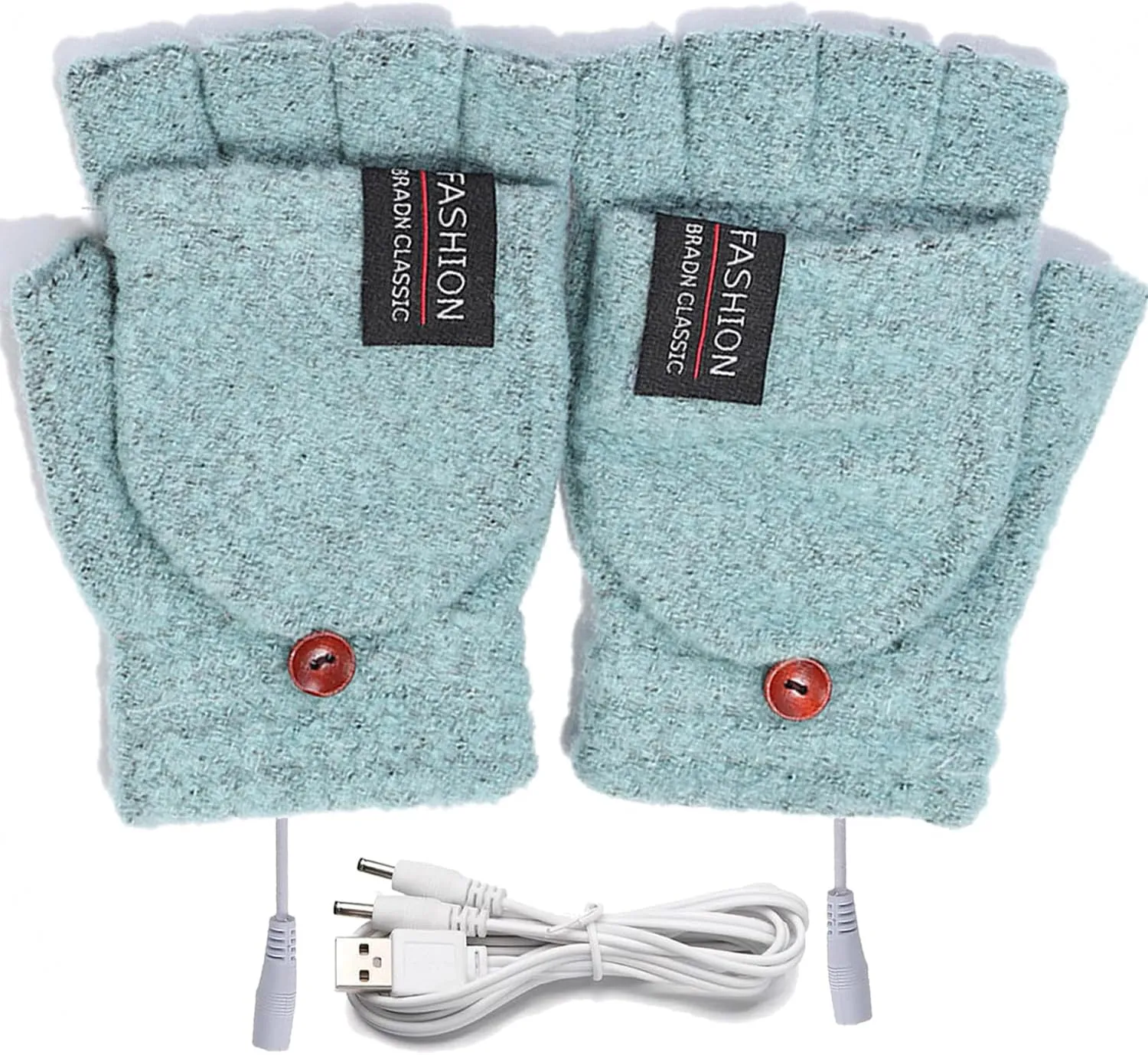 USB Heated Gloves for Women & Men,Winter Warm Heating Mitten, Full & Half Hands Heated Fingerless Heating with Button Knitting Hands Warmer Washable Design,Laptop Typing Gloves for Gift