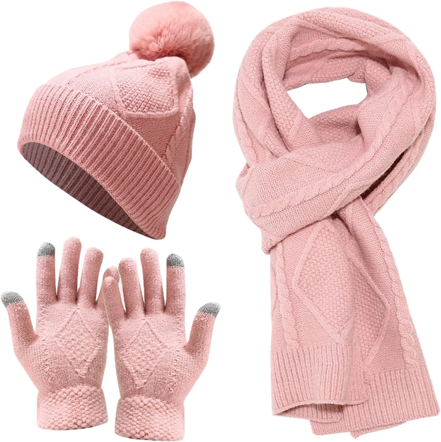 Warm Knit Scarf Gloves Winter Cycling Men Adult Skiing Hat Sets Hat Women Windproof Knitted Baseball Caps for Vacation