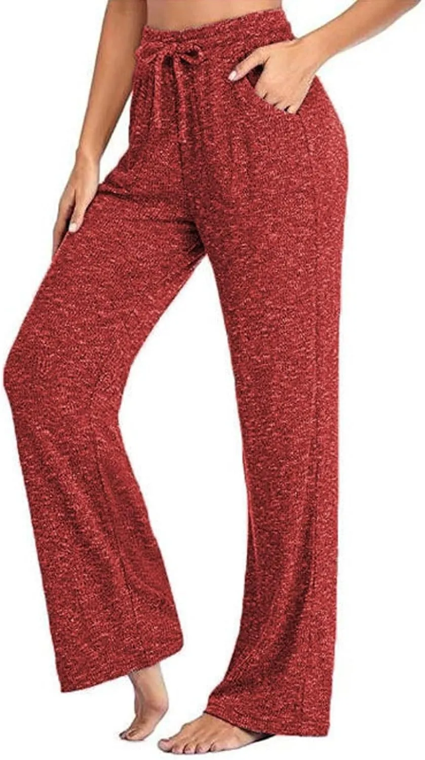 Wide Leg Yoga Pants for Women Drawstring Low Rise Sweat Pants Summer Lightweight Workout Flowy Palazzo Pant w/Pockets