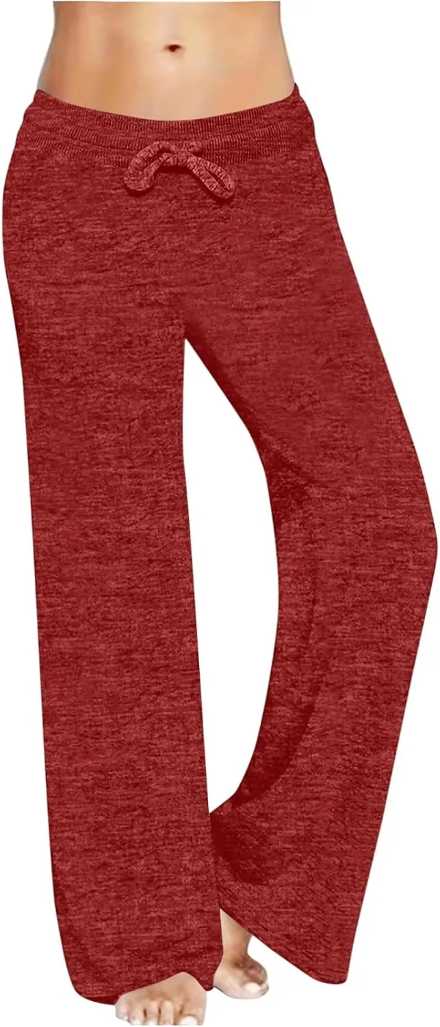 Wide Leg Yoga Pants for Women Drawstring Low Rise Sweat Pants Summer Lightweight Workout Flowy Palazzo Pant w/Pockets
