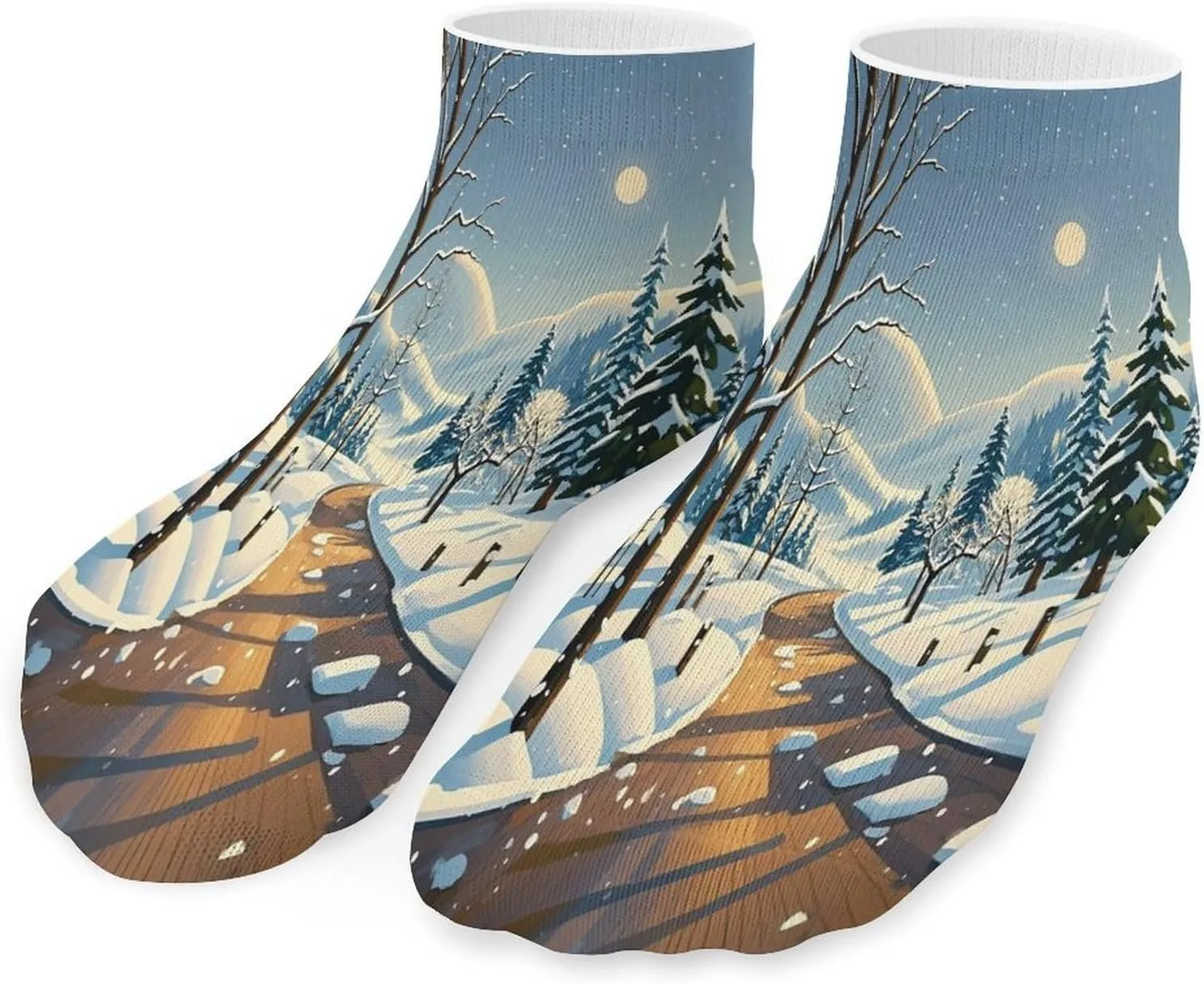 Winter Landscape Socks Low Cut Ankle Short Sock Novelty Casual Invisible Liner Socks for Men Women