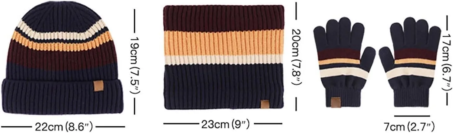 Winter Warm Neck Warmers for Men with Beanie Hat and Touchscreen Gloves Set Men's Gloves Set