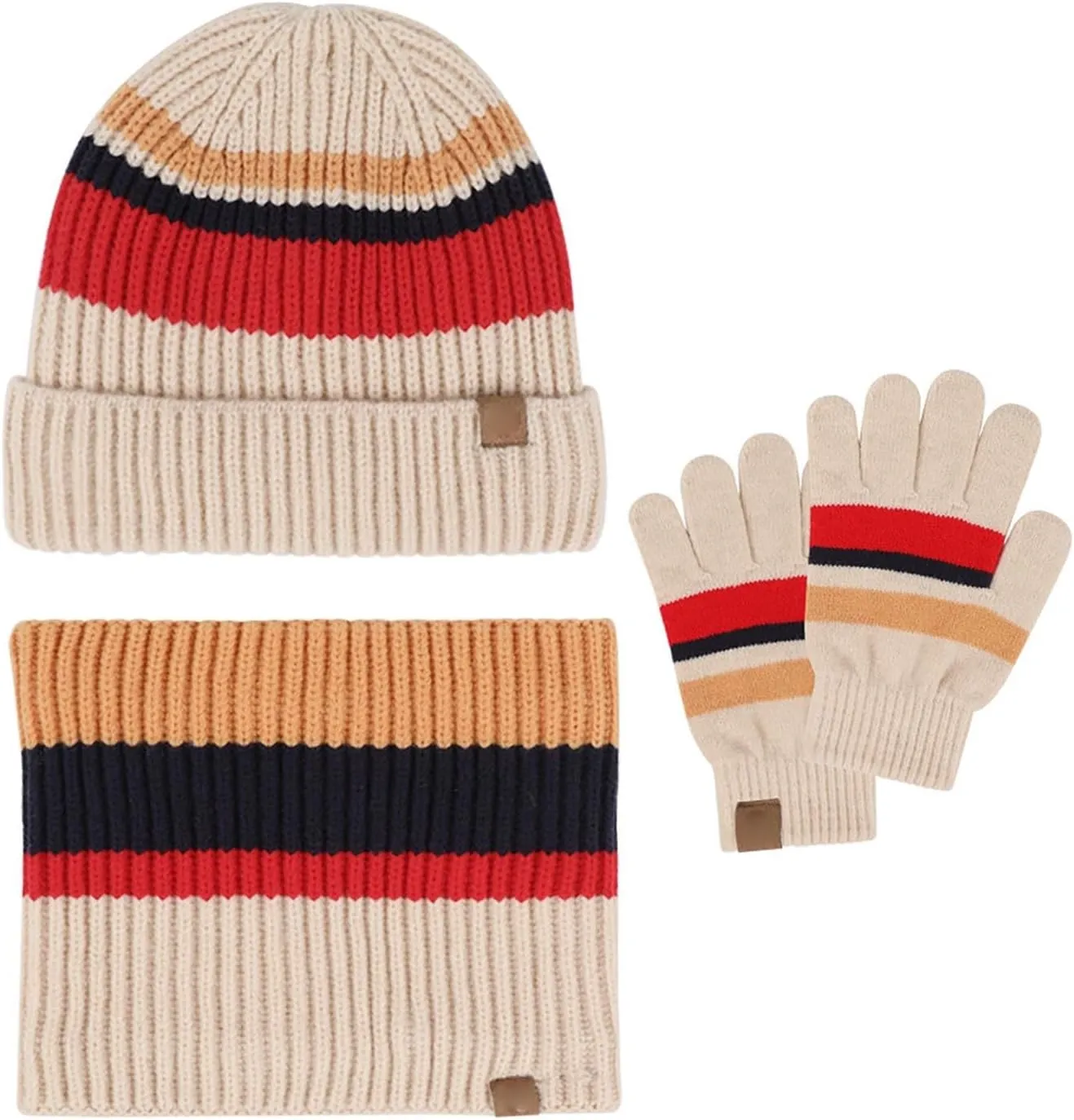 Winter Warm Neck Warmers for Men with Beanie Hat and Touchscreen Gloves Set Men's Gloves Set