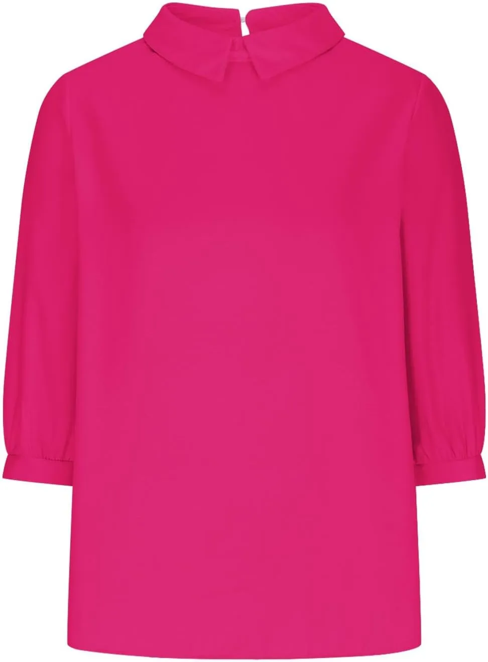 Womens 3/4 Sleeve Linen Shirts Cute Collared Tops Spring Summer Clothes Casual Plain Gauzy Tunic Tshirt Blouses