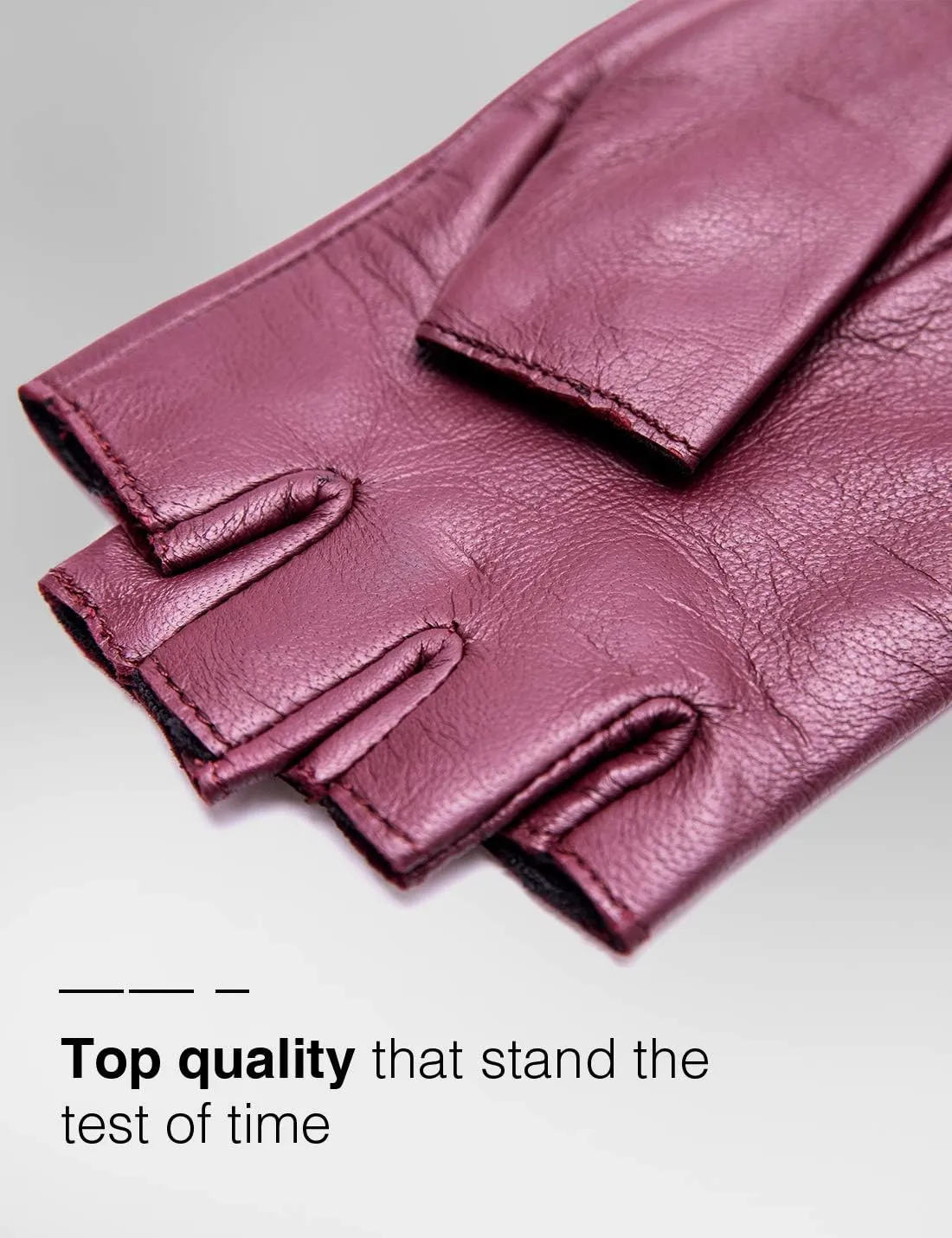 YISEVEN Women's Classic Sheepskin Leather Fingerless Gloves
