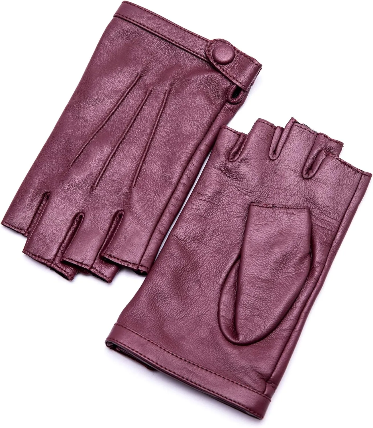 YISEVEN Women's Classic Sheepskin Leather Fingerless Gloves