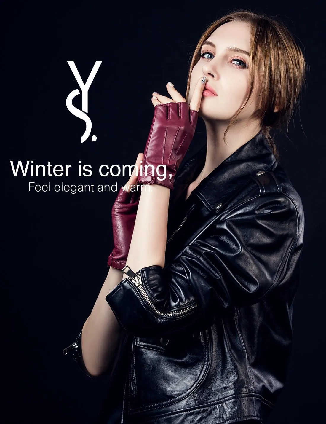 YISEVEN Women's Classic Sheepskin Leather Fingerless Gloves