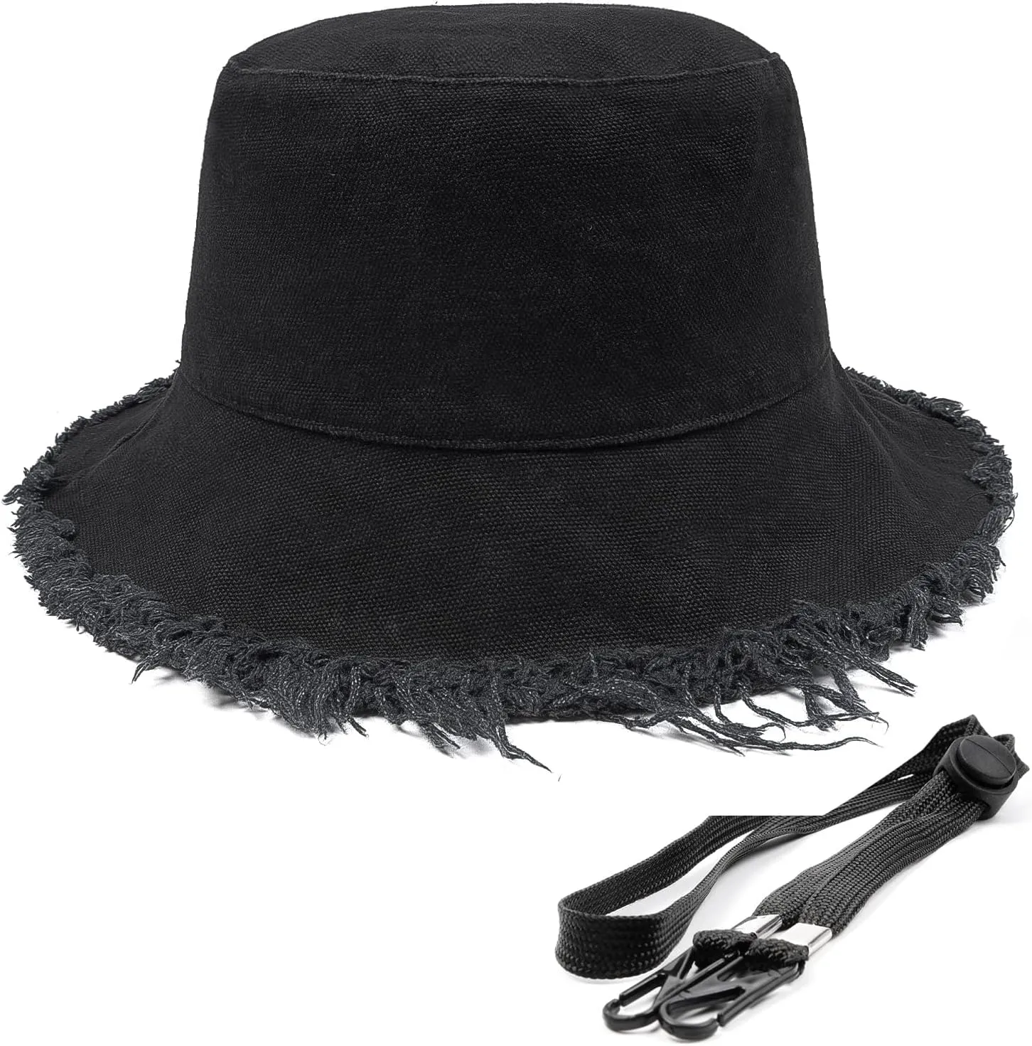 Zylioo 2XL/XL/L Frayed Bucket Hats, M/S/XS Tassel Floppy Travel Hats,2 in 1 Cute Fringe Fishing Sun Hat Small Heads